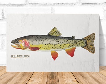 Cutthroat Trout Card, Fish print, Fish Card, Yellowstone trout art print, Birthday trout art print, trout art card with blank inside card