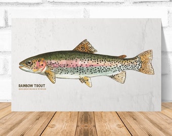 Rainbow Trout Art Card 5x7: Fish Graphic Print • Digital Download