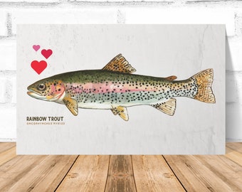 Rainbow Trout Valentines Day Card 5x7: Fish Graphic Print, Anniversary Card • Digital Download