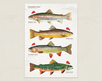 Christmas Trout Art • Holiday Fish Card • Digital Download
