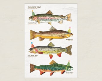 Birthday Trout Card: Freshwater Fish Art Print (Digital Download)