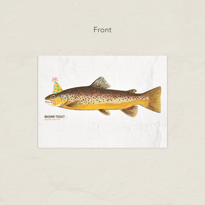 Colorful Brown Trout Birthday Card 5x7 Funny Trout Bday Card Etsy
