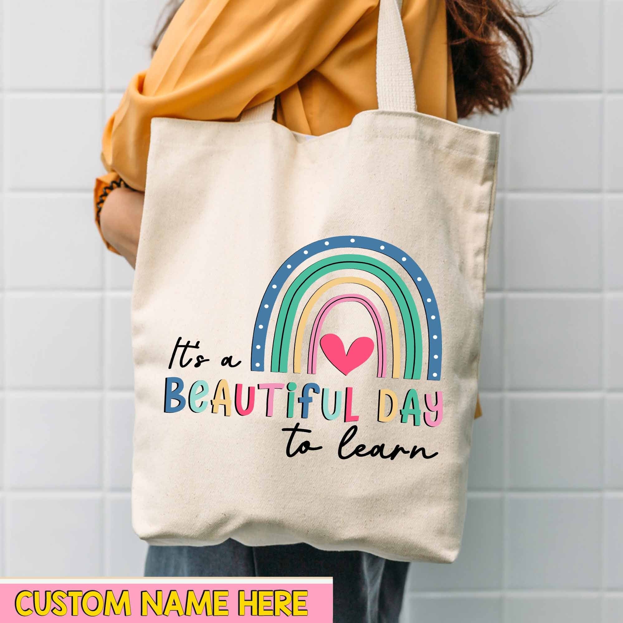 Teacher Tote Bag Teacher Life Text Gifts For Teachers Canvas Handbag  Shoulder Bag