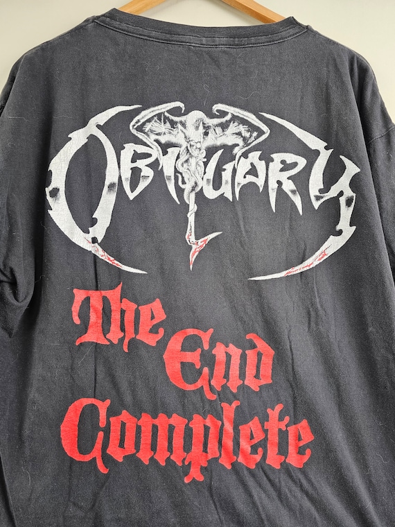 Obituary 'The End Complete' Long Sleeve T-Shirt – Black – Gildan Heavy Cotton – Official Band Merch - View #3
