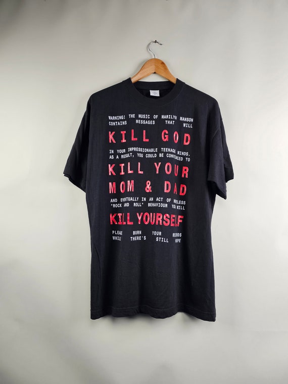 90s Marilyn Manson Kill God Bootleg Vintage T shi… - image 1