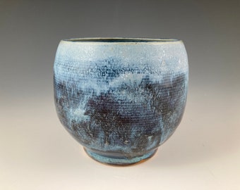 High Fire Stoneware Bowl: Blue Glaze Ceramic Vase, Home Decor