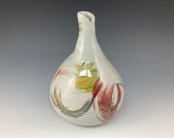 Jarrón de cerámica Frith Pot: High Fire Gres - Decoración verde, gris y roja