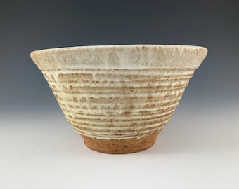 Frith Pot Bowl High Fire Stoneware Ceramic Cream Brown Glaze Bowl Home Decor 4.5" tall x 8" wide