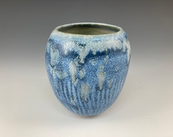 Frith Pottery Vase: High Fire Stoneware, Blue Glaze