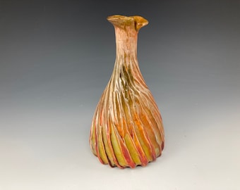 Textured Stoneware Vase: High Fire Ceramic Frith Pot, Speckled Glaze