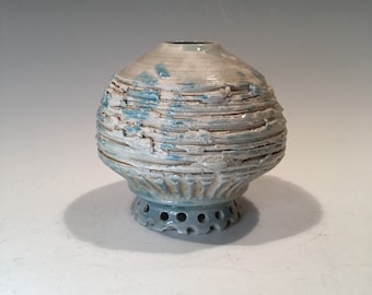 Minijarrón de cerámica de alta temperatura: Olla Frith de cerámica azul verdosa