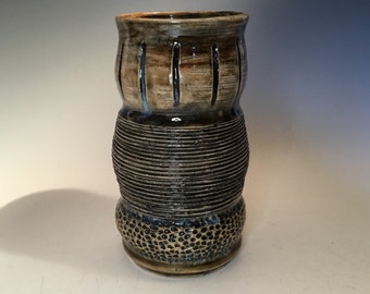 Jarrón Frith Pot de cerámica marrón azul de alto fuego n.° 266