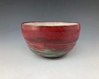 Frith Pot High Fire Gray Maroon and Black Bowl #126