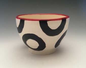 Hand Thrown Pot Ceramic Vase Vessel Black and White