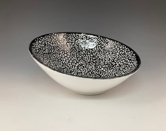Frith Pot Low Fire Black and White Doodle Pattern Bowl  #131