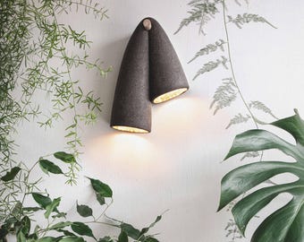 Handmade Ceramic Wall Light, Minimalist Sconce, Black Clay Lamp, Contemporary Design, Unique Sculptural Lighting