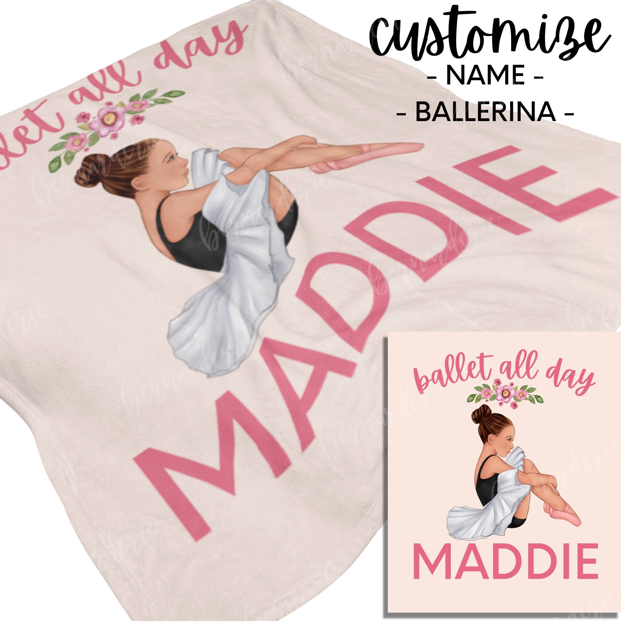 Personalized Ballet Design Cotton Zipper Pouch, Ballet Hair