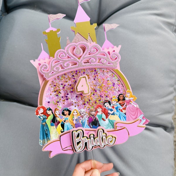 Princess 3D Shaker Cake Topper | Personalised Cake Topper | Birthday Cake Topper | Disney themede