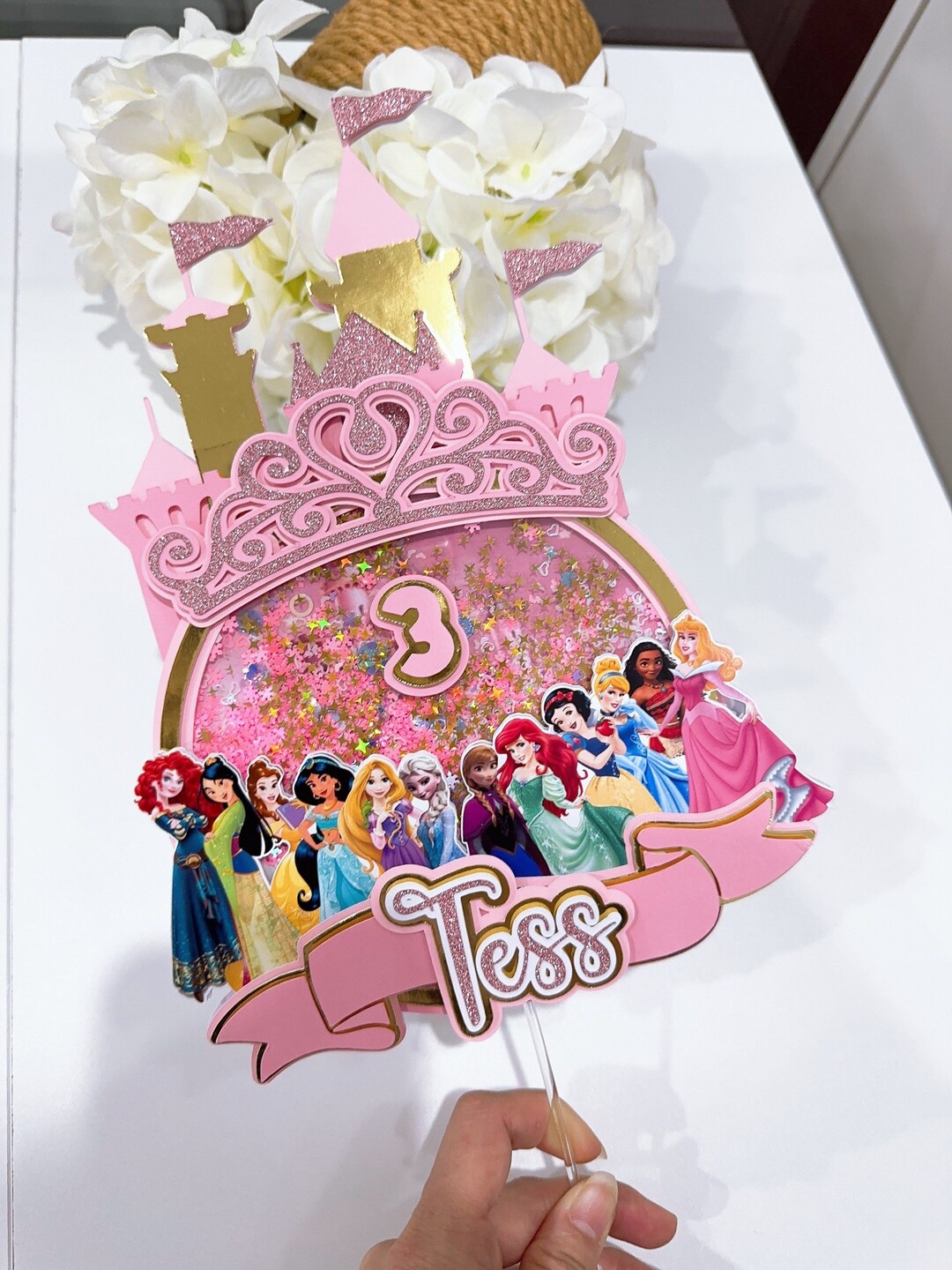 Personalized Princess Birthday Cake Topper | 3D Shaker Design - Etsy ...