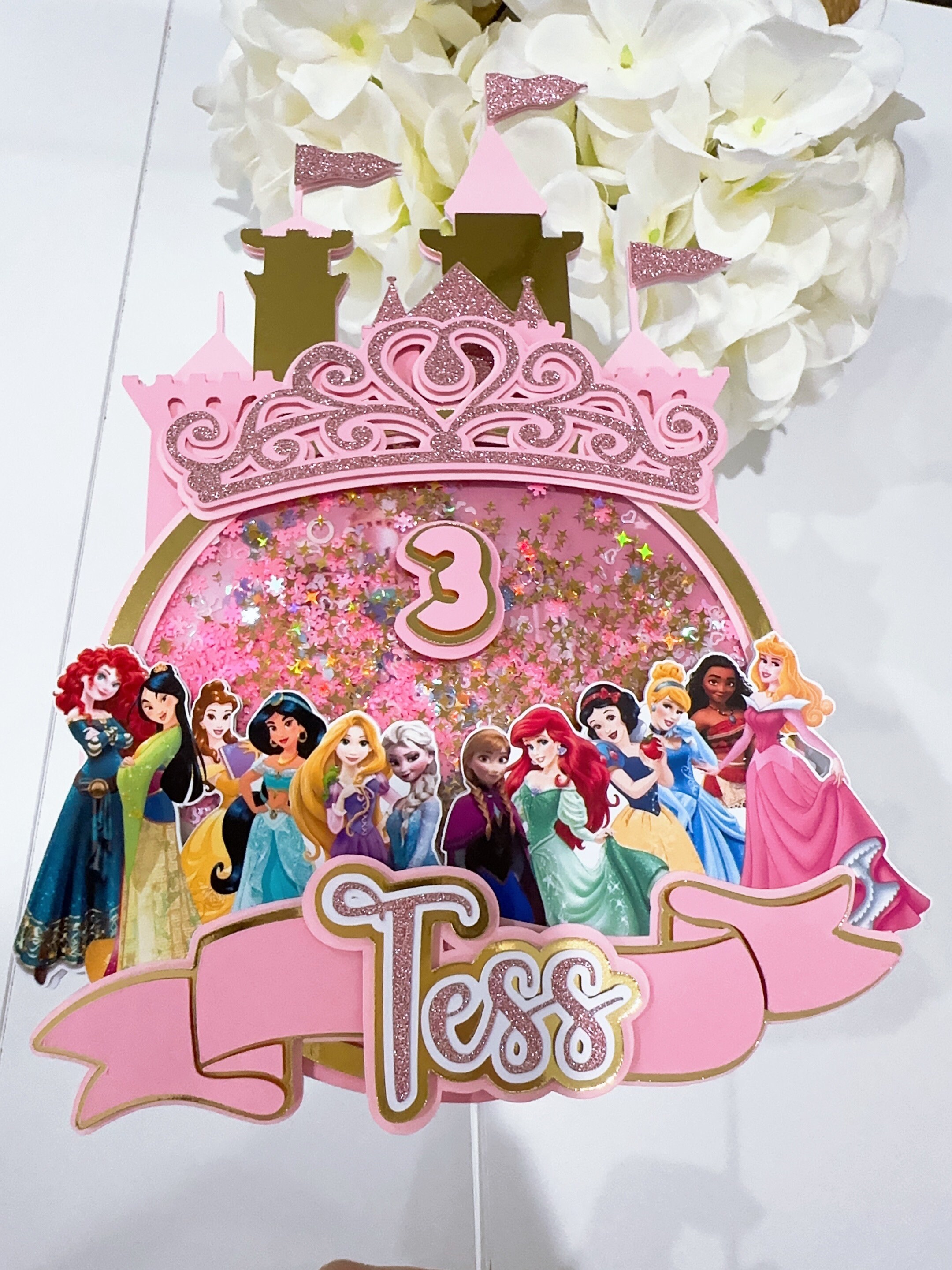 Personalized Princess Birthday Cake Topper | 3D Shaker Design - Etsy ...