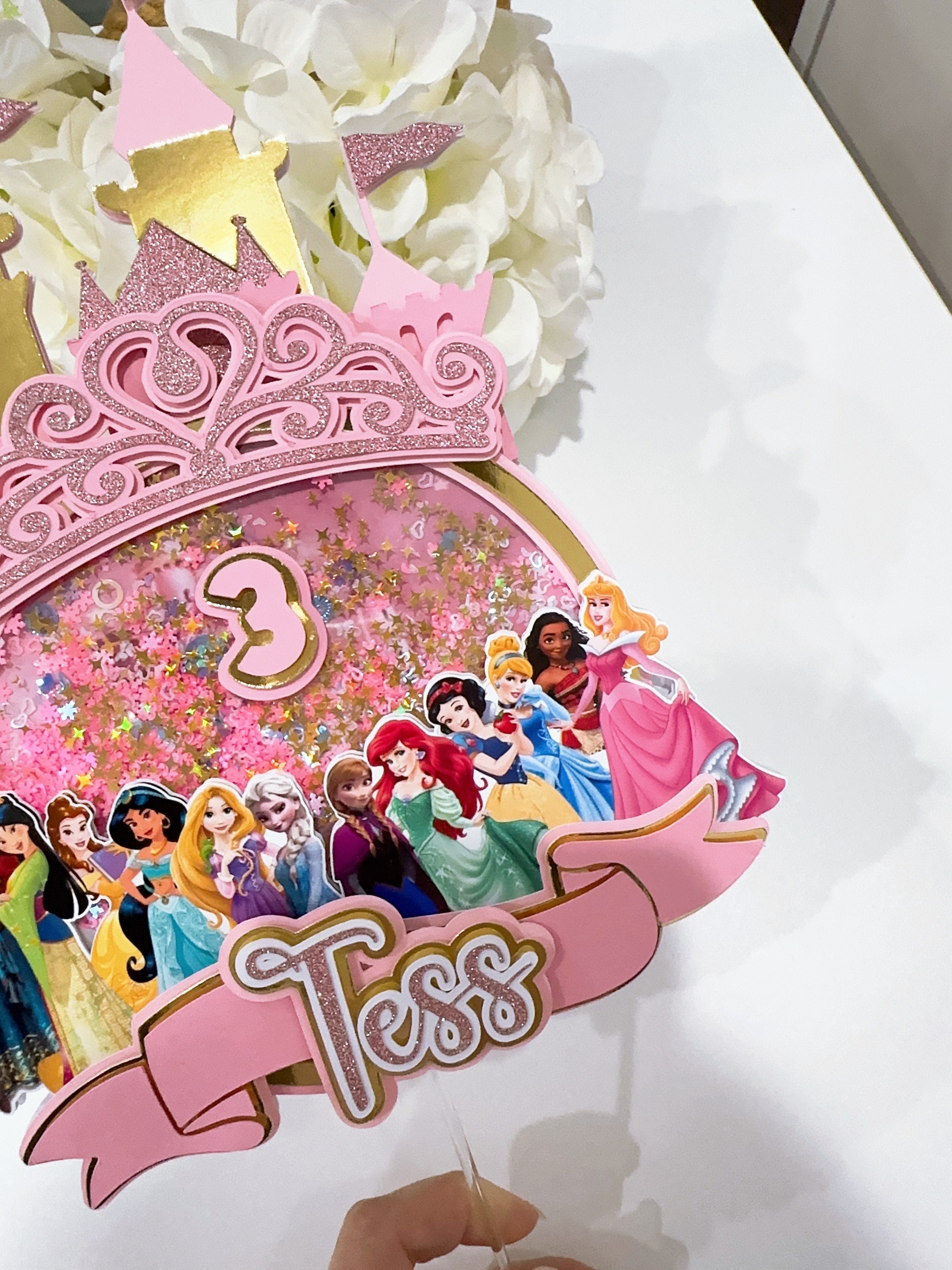 Personalized Princess Birthday Cake Topper | 3D Shaker Design - Etsy ...
