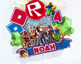 Roblox Birthday Cake Topper | Personalized Blue 3D Shaker