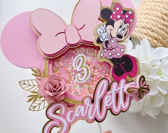 Minnie Mouse 3D Shaker Cake Topper | Personalised Cake Topper | Birthday Cake Topper