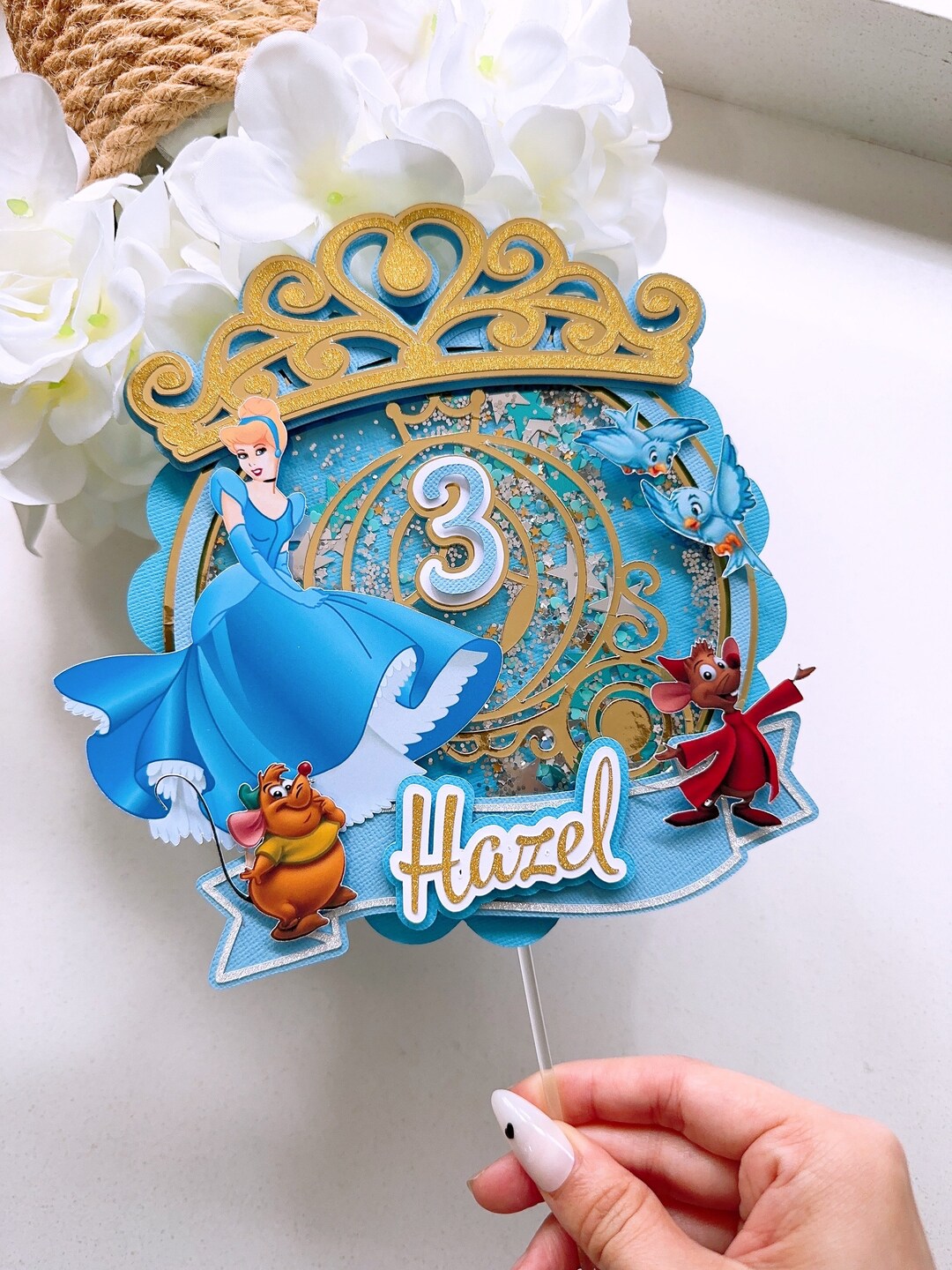 Cinderella Princess 3D Shaker Cake Topper | Personalised Cake Topper ...