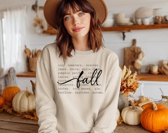 Cozy Fall Sweatshirt: Pumpkins & Autumn Words Unisex Crewneck