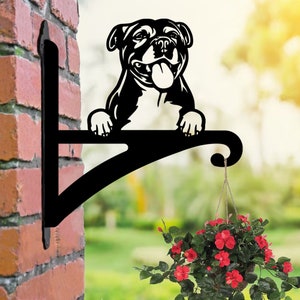Staffordshire Bull Terrier Hanging Basket Bracket, Dog Lovers, Garden Gift, Garden Decoration