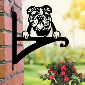 Bulldog Hanging Basket Bracket, Dog Lover Gift, Garden Decor