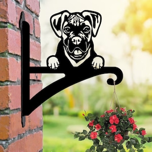 Boxer Hanging Basket Bracket, Dog Lover Gift, Garden Decor