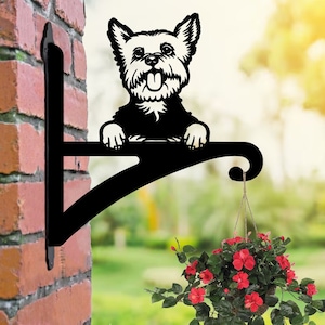 Yorkshire Terrier Hanging Basket Bracket, Dog Lovers, Garden Gift