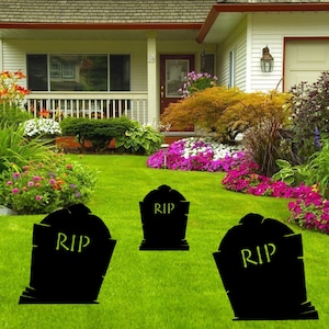 Metal Gravestone Halloween Yard Stake: Spooky Garden Decor
