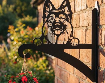 German Shepherd Hanging Basket Bracket, Dog Lover Gift, Garden Decor, Garden Decoration