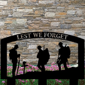 Lest We Forget Silhouette Garden Spike, Garden Decor, Soldier, Memorial, Remembrance.