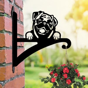 Pug Hanging Basket Bracket, Dog Lovers, Garden Gift