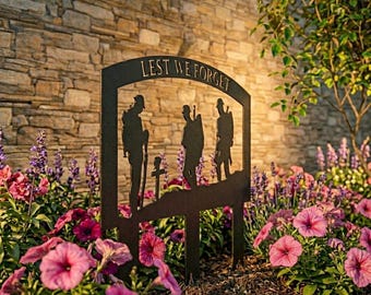 Lest We Forget Silhouette Garden Spike, Garden Decor, Soldier, Memorial, Remembrance.