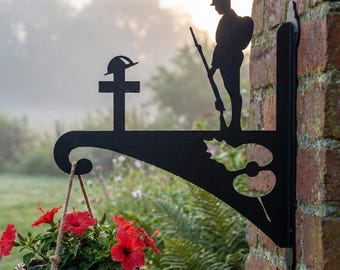 Soldier Cross Hanging Basket Bracket: Memorial Garden Decor