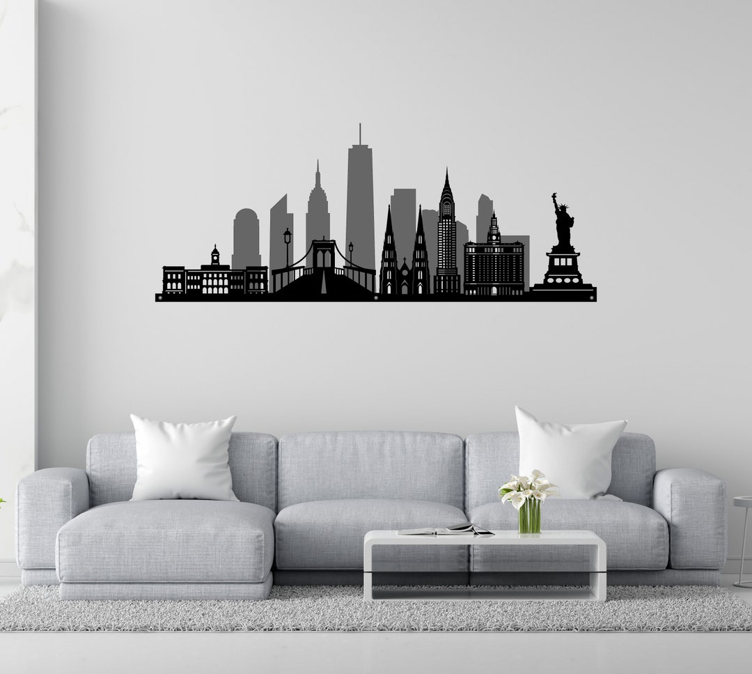 New York Skyline, Metal Wall Art, 2D, Home Decor Etsy