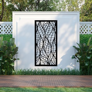White Leaf Screen, Metal Wall rt, Garden Screens, Garden Decor