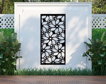Flower Metal Wall Art Panel: Garden Screen Decor