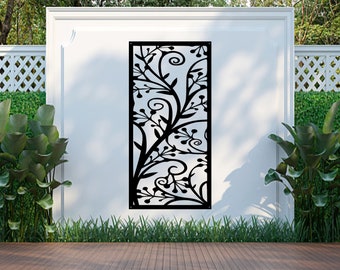 Flower Wall Panel: Metal Garden Screen Art