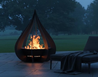 Teardrop Sculptural Fire Pit – 80cm Diameter x 100cm Height