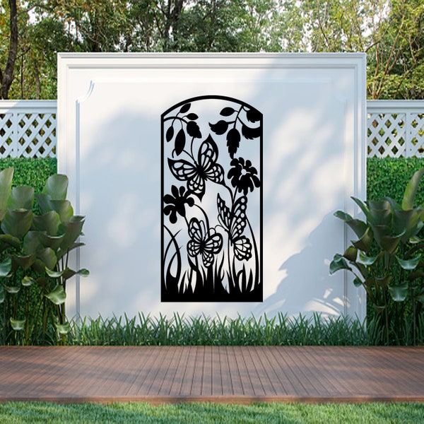 Panneau de fleur de papillon, art mural en métal, écrans de jardin, décor de jardin