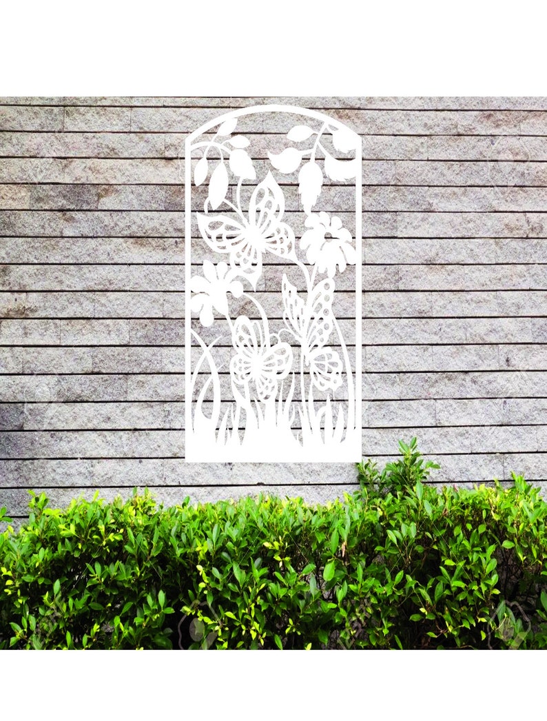 Butterfly Flower Panel Metal Wall Art Garden Screens Garden Etsy