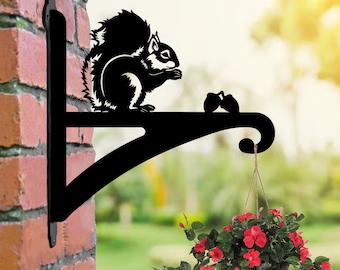 Squirrel Hanging Basket Brackets, Garden Decor, Steel Bracket, Garden Decoration