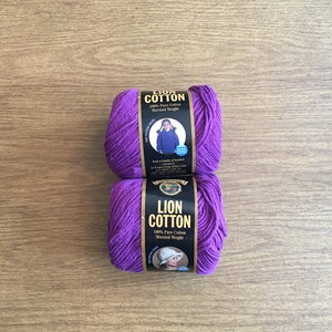 Lion Brand Lion Cotton - 2 Skeins (1 New and 1 Partially Used) - Color: #147 Purple