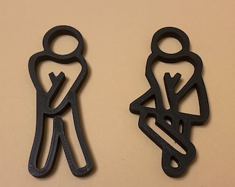 OYIWINMI Gäste WC Schild Schwarz - Bohrfreie Montage, Robustes Eisen Design