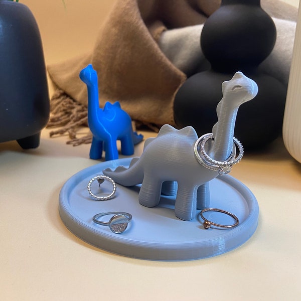 Ring holder as a mini dinosaur figure with jewelry bowl | Dino ring stand | Jewelry holder | Jewelry storage | 3d printed